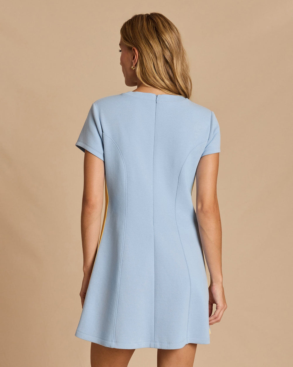The back view of the Southern Tide Colorblock Pique Dress by Southern Tide - Tide Blue