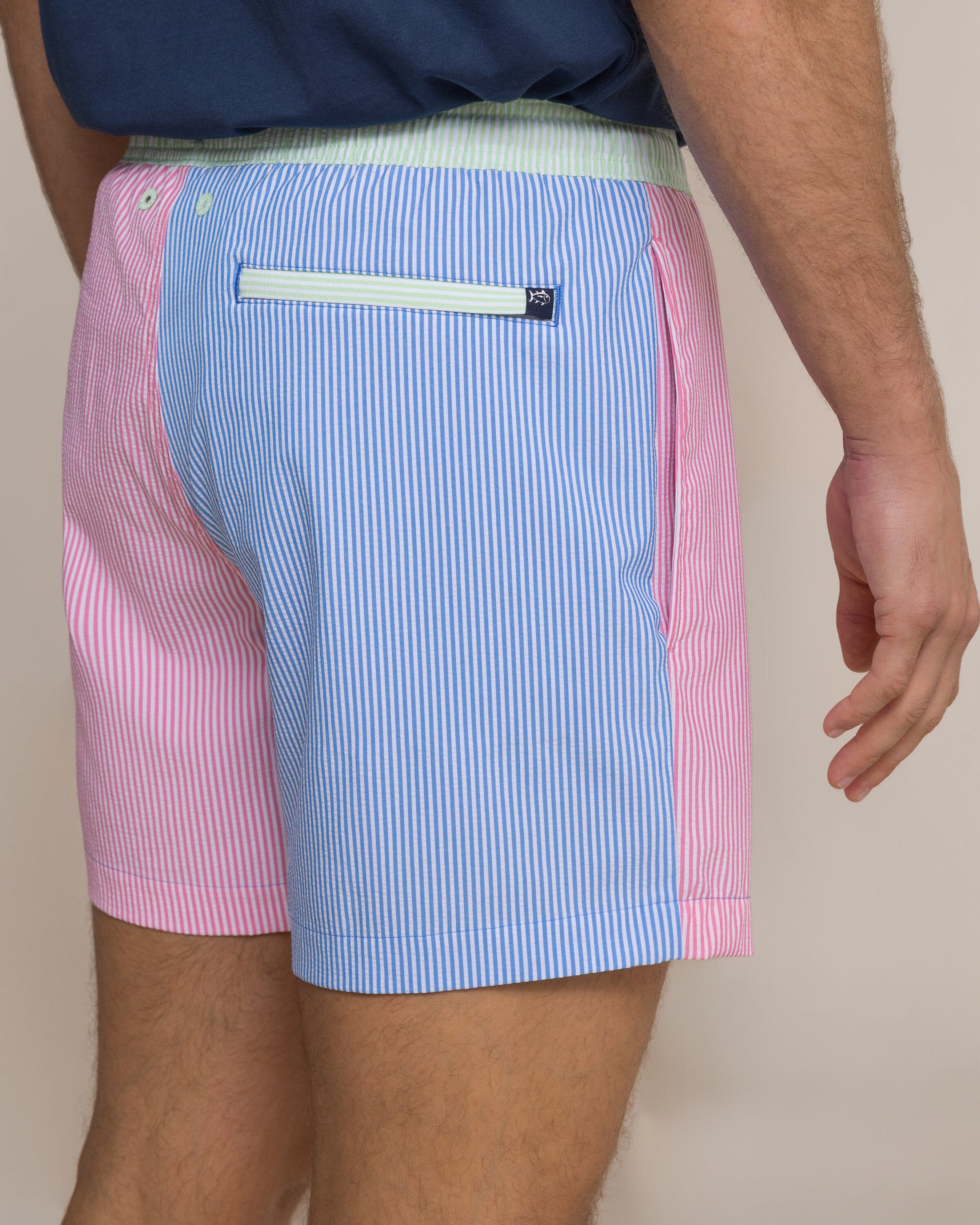 Men's Colorblock Seersucker Stripe Maritime Swim Trunk | Southern Tide