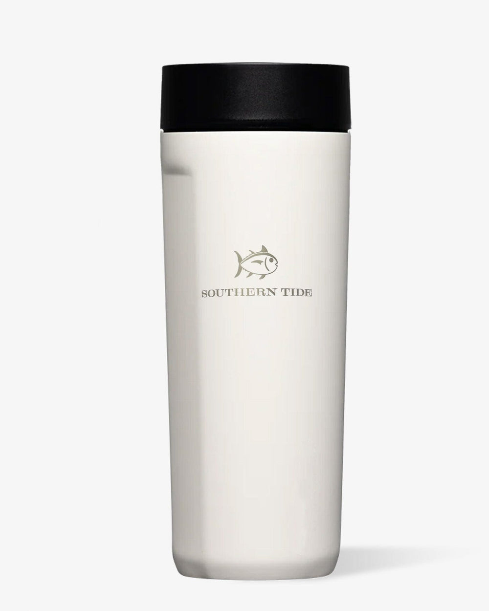 The front view of the Commuter Cup 17oz by Southern Tide - White
