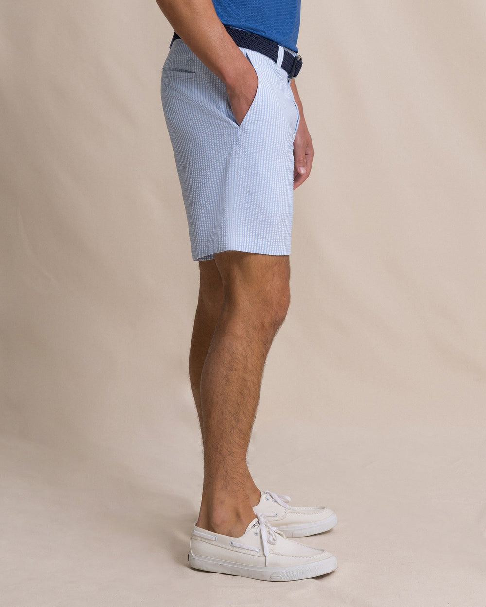 The side view of the Southern Tide Seersucker 8" Coastal Breeze® Performance Short by Southern Tide - Ocean Channel