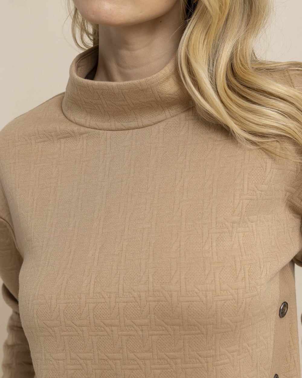 The detail view of the Southern Tide Cordelia Quilted Pullover by Southern Tide - Tannin