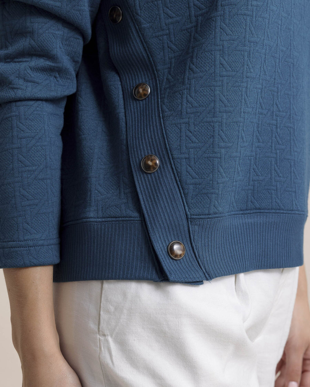 The detail view of the Southern Tide Cordelia Quilted Pullover by Southern Tide - Teal Haze