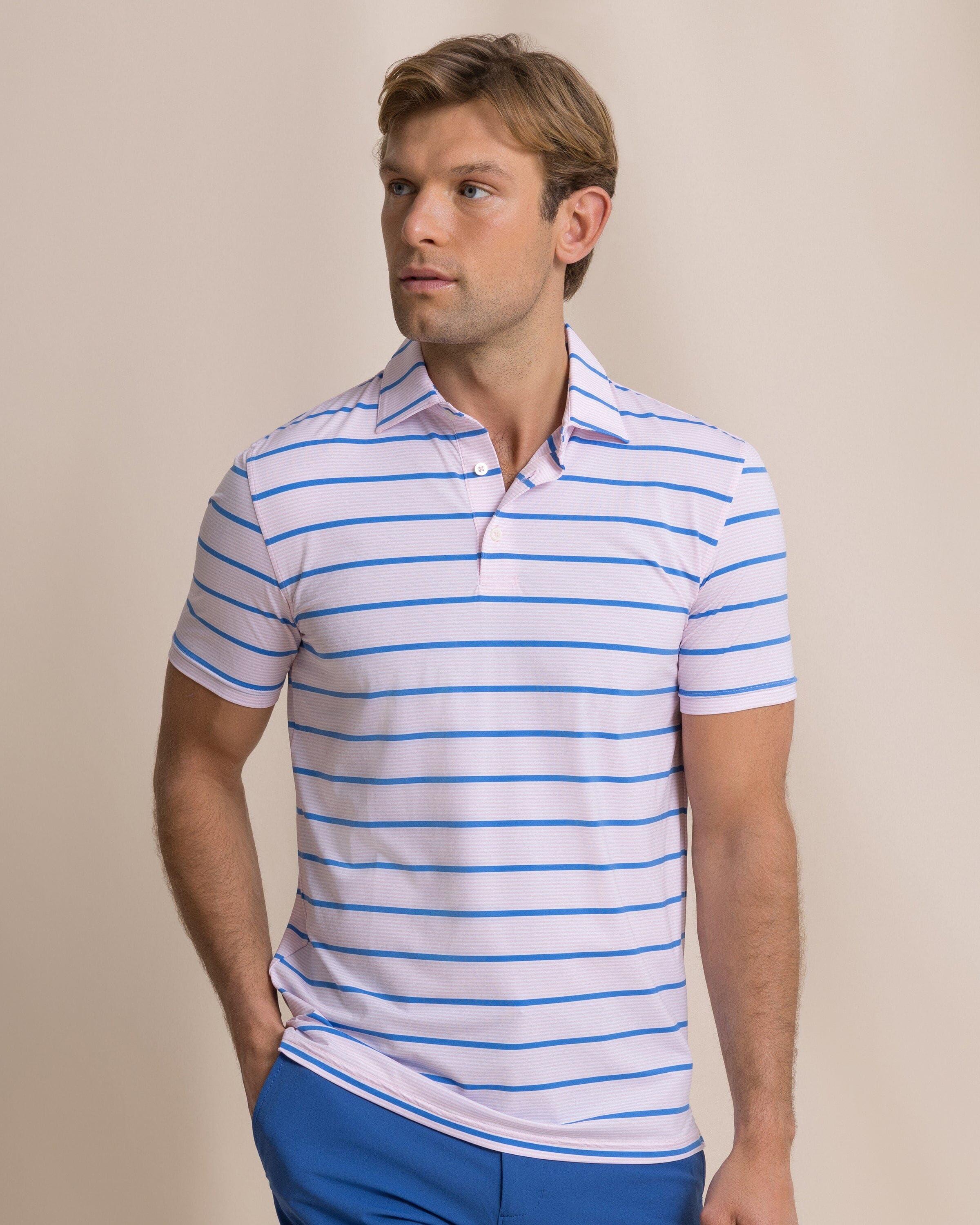 Men's Core Sound Stripe Performance Polo | Southern Tide