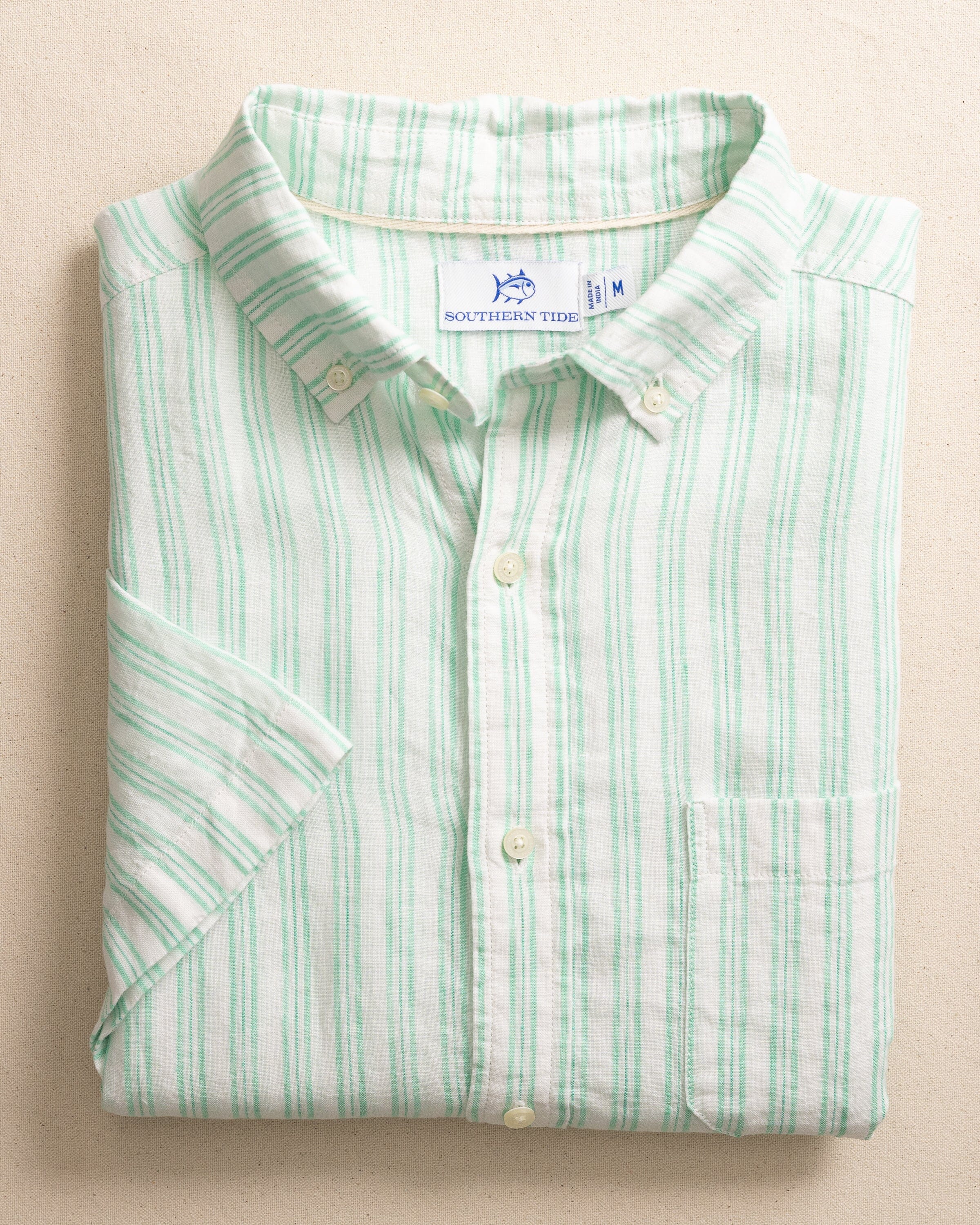 Men's Crepe Myrtle Striped Short Sleeve Sport Shirt