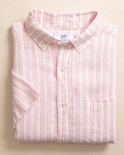 Men's Crepe Myrtle Striped Short Sleeve Sport Shirt