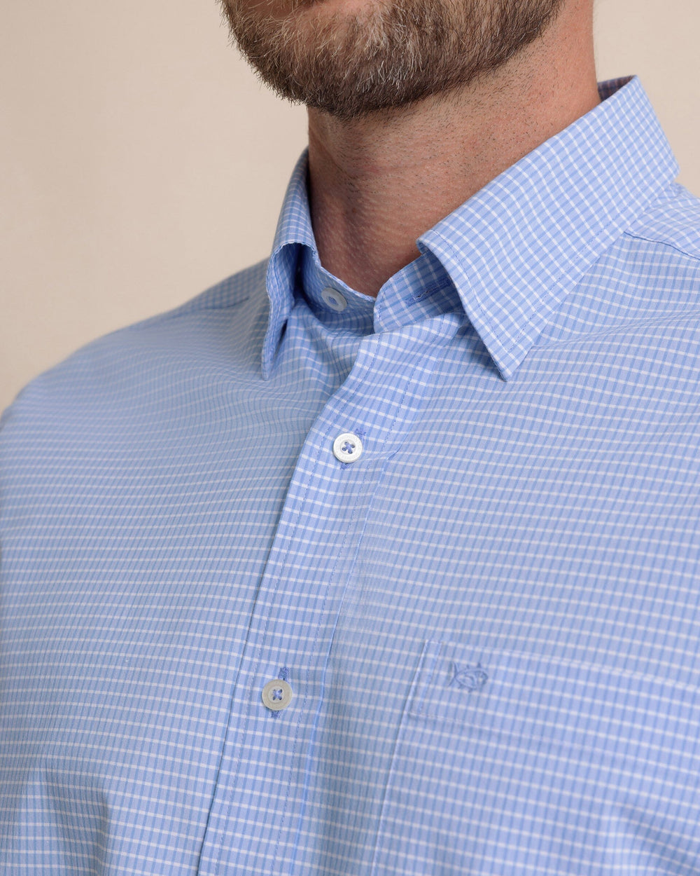 The detail view of the Southern Tide Crofton Plaid Charleston Sport Shirt by Southern Tide - Ocean Channel