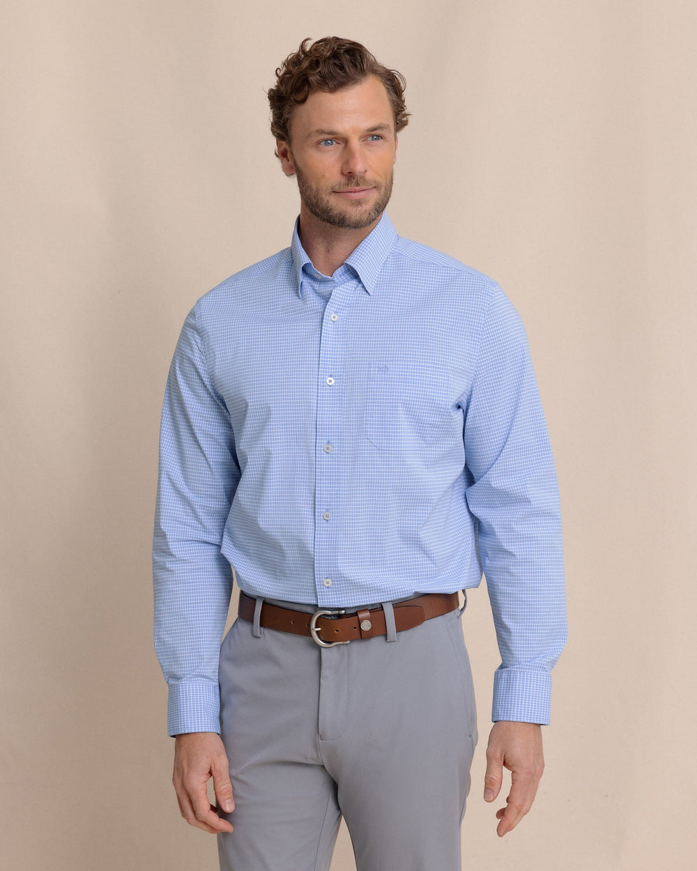 The front view of the Southern Tide Crofton Plaid Charleston Sport Shirt by Southern Tide - Ocean Channel