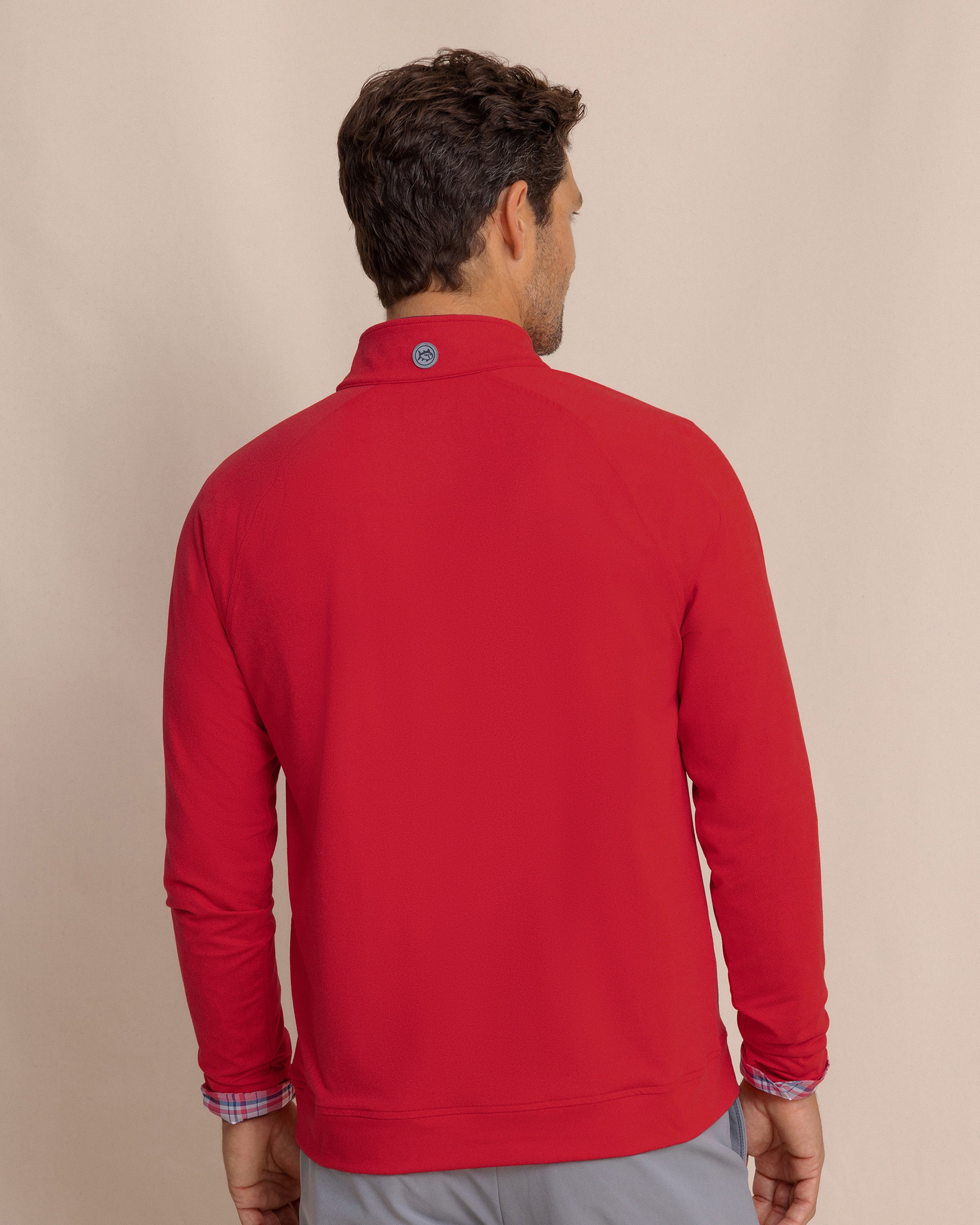 Men's Cruiser Heather Quarter Zip Pullover - Crab Red | Southern Tide