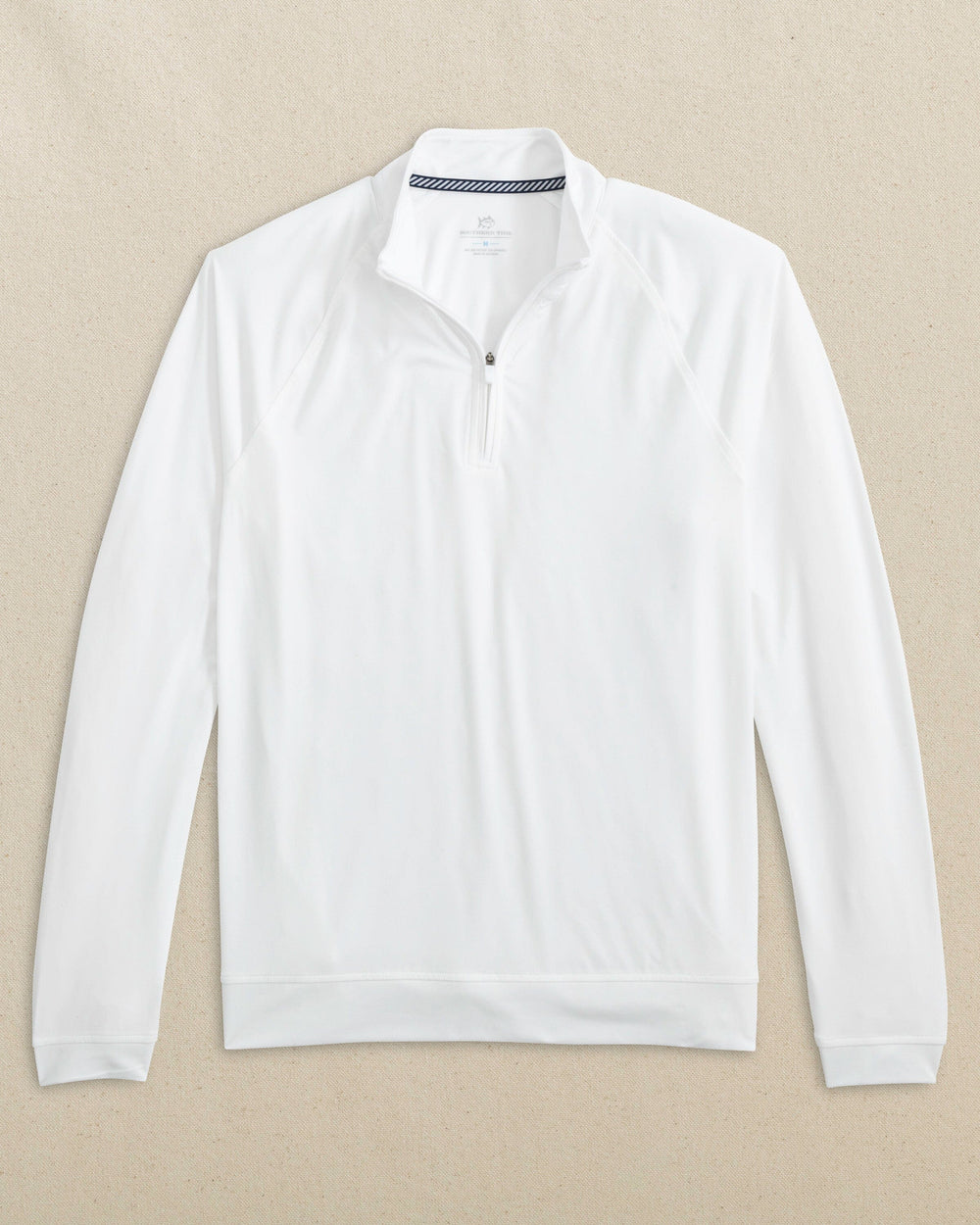 The front view of the Southern Tide Cruiser Quarter Zip Pullover by Southern Tide - Classic White