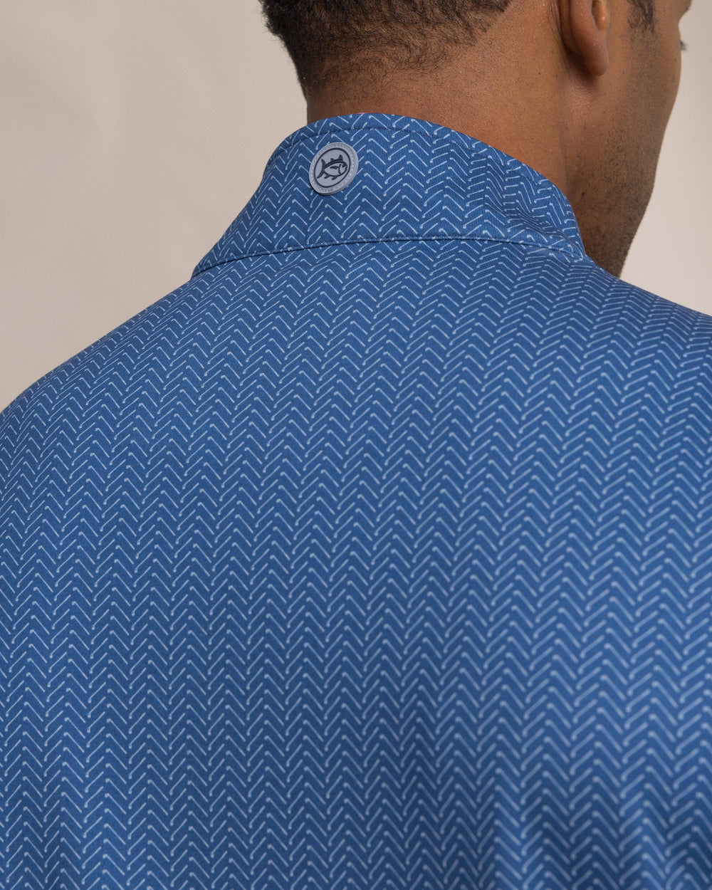 The detail view of the Southern Tide Cruiser Raise The Par Printed Quarter Zip by Southern Tide - Nautical Blue