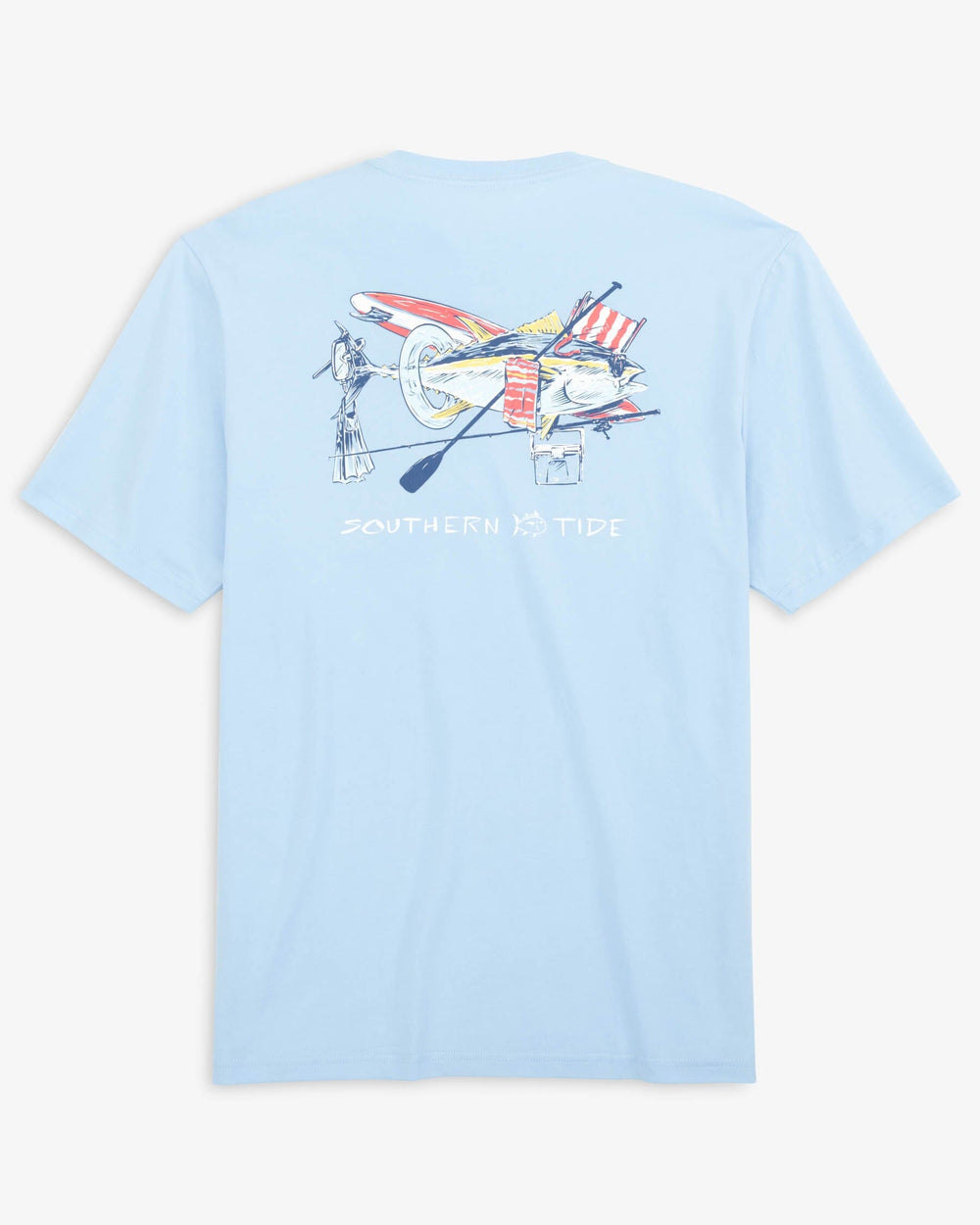 The back view of the Southern Tide Day at the Beach T-shirt by Southern Tide - Clearwater Blue