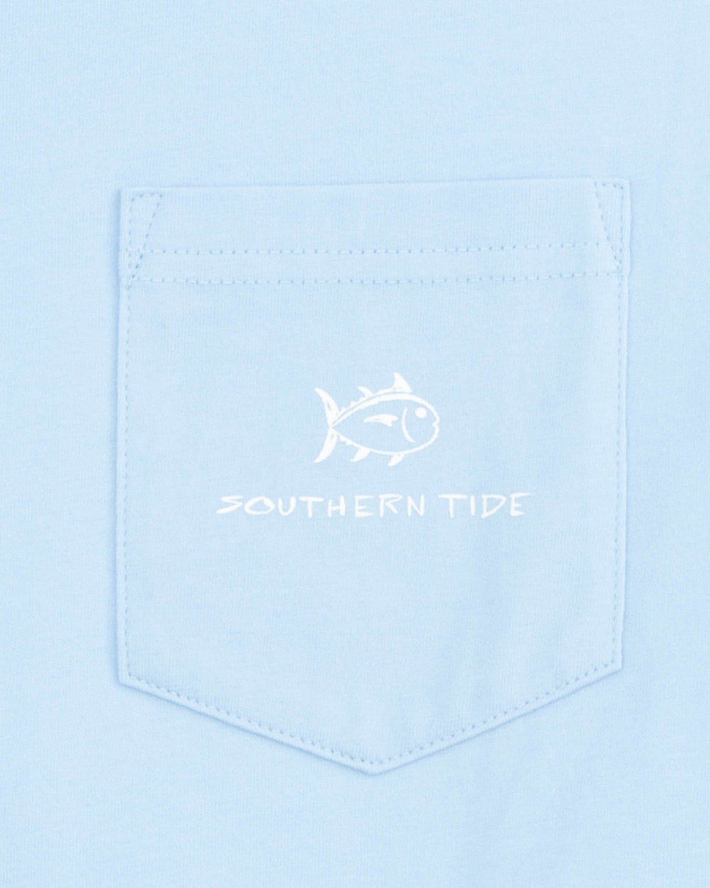 The detail view of the Southern Tide Day at the Beach T-shirt by Southern Tide - Clearwater Blue