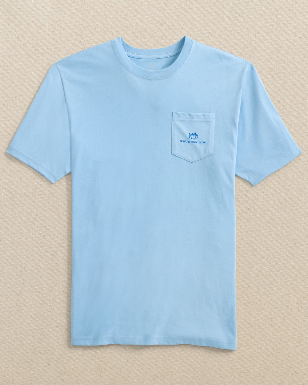 The front view of the Southern Tide Deep Sea Trolling Short Sleeve T-Shirt by Southern Tide - Cerulean