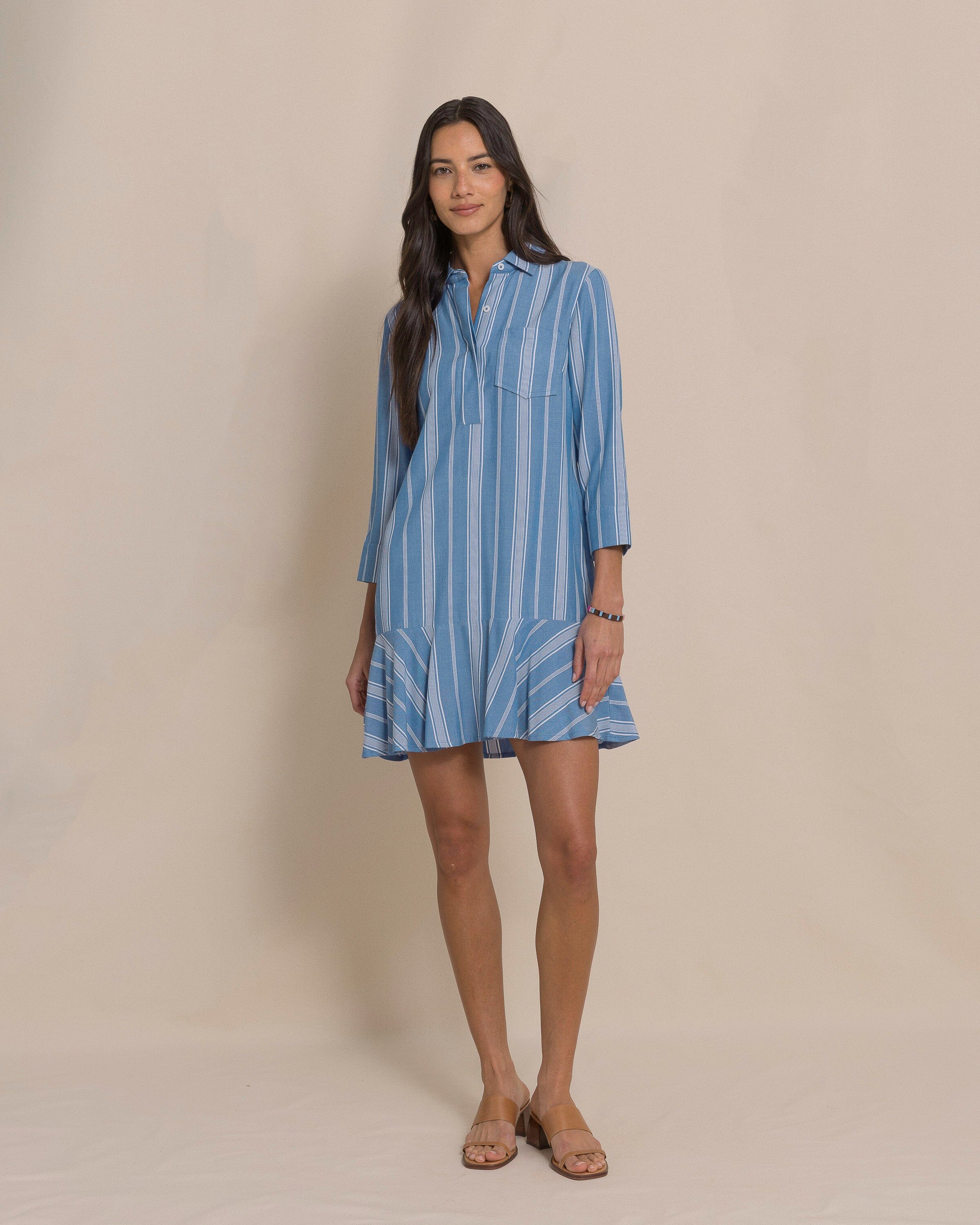 Southern Tide Women's Delilah Stripe Popover Blue (Size S) 100% Viscose