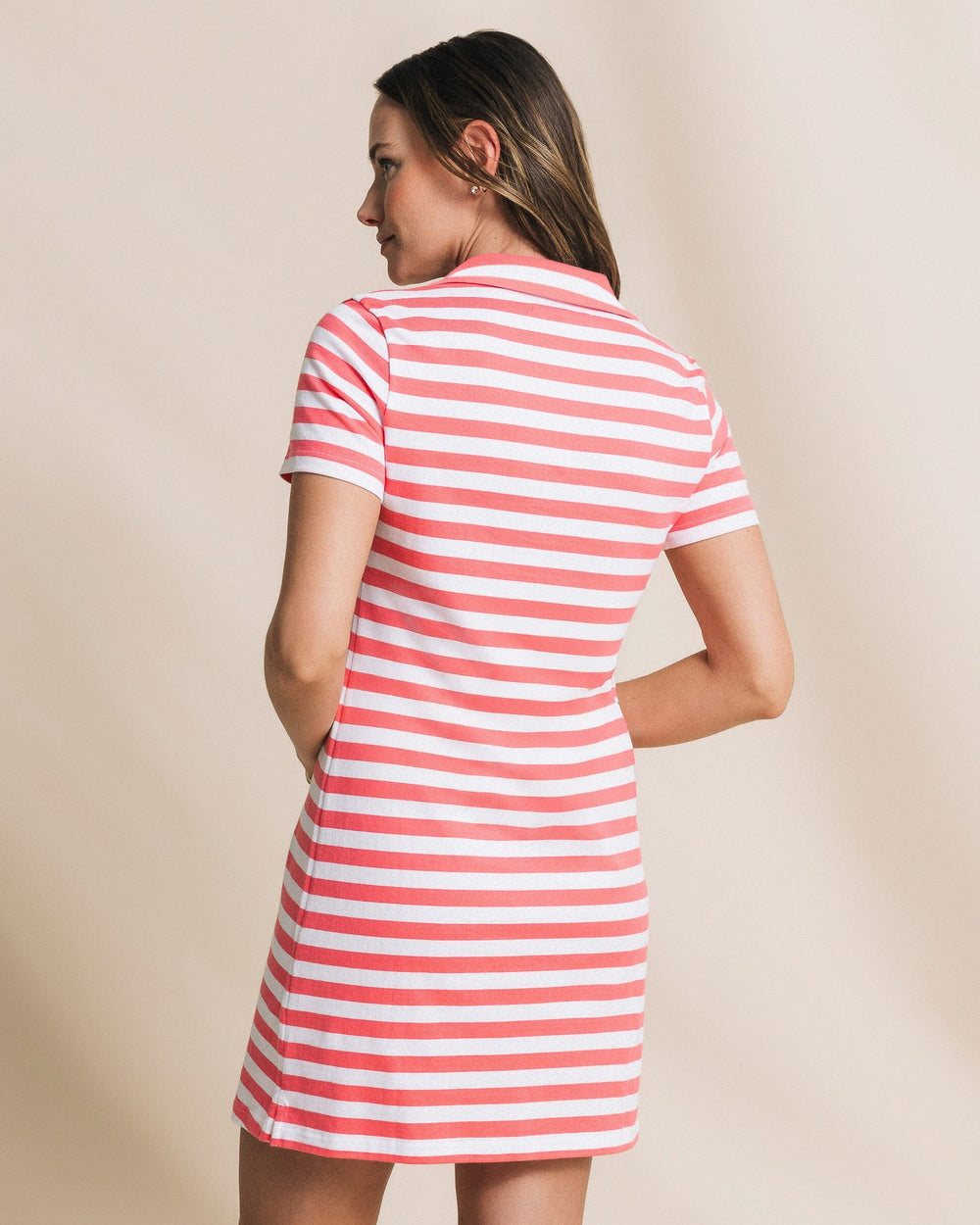 The back view of the Southern Tide Demi Interlock Dress by Southern Tide - Island Pink