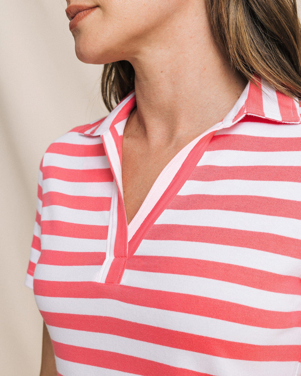 The detail view of the Southern Tide Demi Interlock Dress by Southern Tide - Island Pink