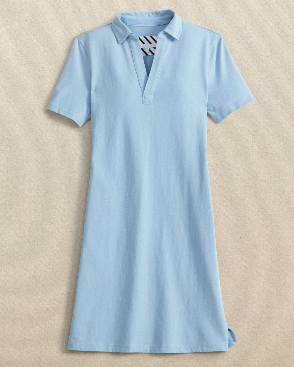 The front view of the Southern Tide Demi Solid Short Sleeve Polo Dress by Southern Tide - Cerulean