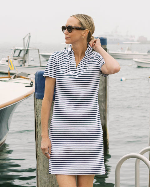★ ★ striped polo dress T22F1TDR050WT20AP Women's Demi Stripe Short Sleeve Polo Dress | Southern Tide