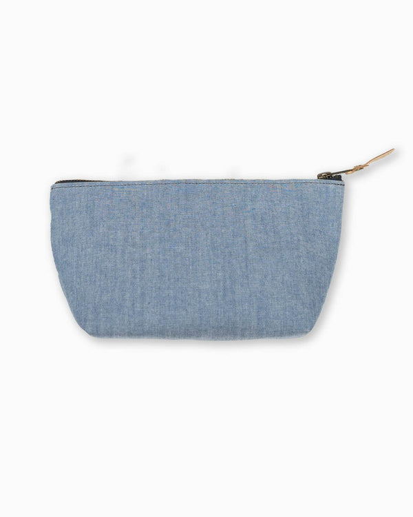 The front view of the Southern Tide Denim Travel Clutch by Southern Tide - Navy