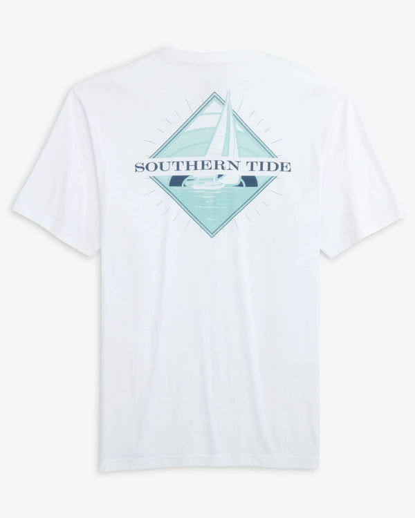 The back view of the Southern Tide Diamond Sailing Short Sleeve T-shirt by Southern Tide - Classic White