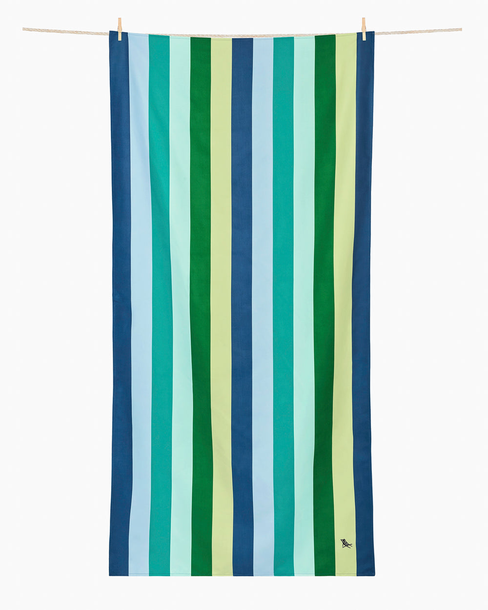 The back view of the Southern Tide Dock & Bay Quick Dry Beach Towel by Southern Tide - Cool Lagoon Blue