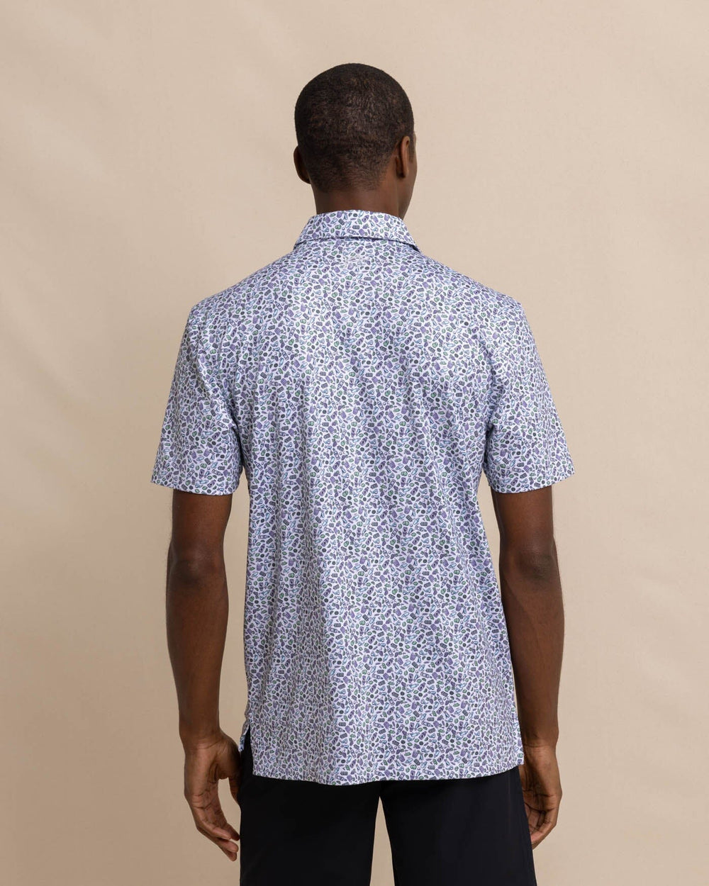 The back view of the Southern Tide Driver Dazed and Transfused Printed Polo by Southern Tide - Classic White