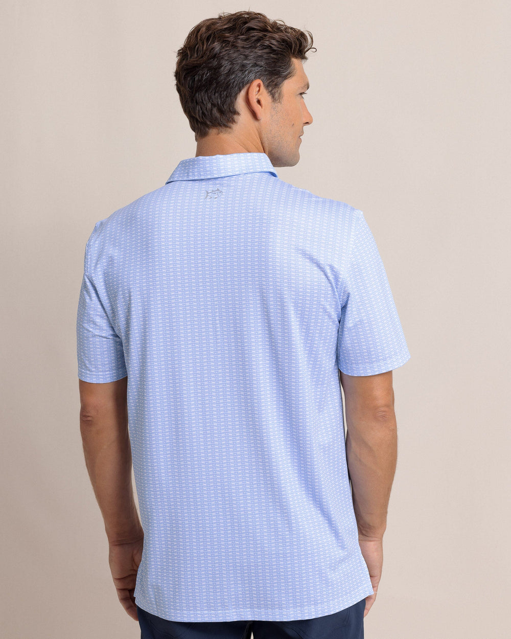 The back view of the Southern Tide Driver Dock Cleat Geo Polo by Southern Tide - Sand White