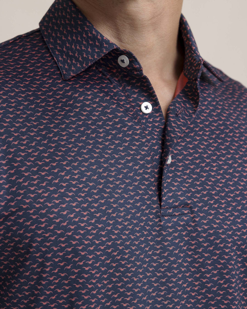 The detail view of the Southern Tide Driver Fall Flock Polo by Southern Tide - Dress Blue