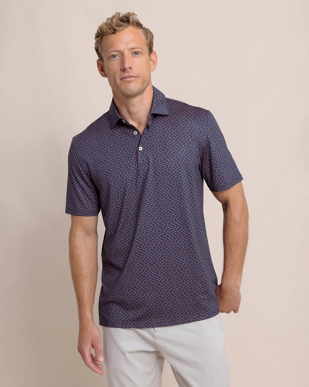 The front view of the Southern Tide Driver Fall Flock Polo by Southern Tide - Dress Blue