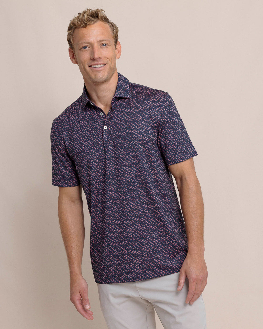 The front view of the Southern Tide Driver Fall Flock Polo by Southern Tide - Dress Blue