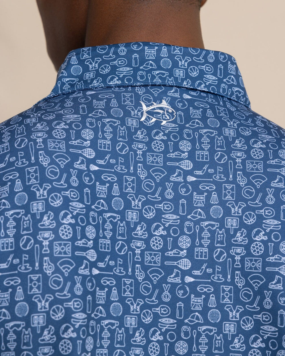 The back view of the Southern Tide Driver Finally Friday Polo by Southern Tide - Aged Denim