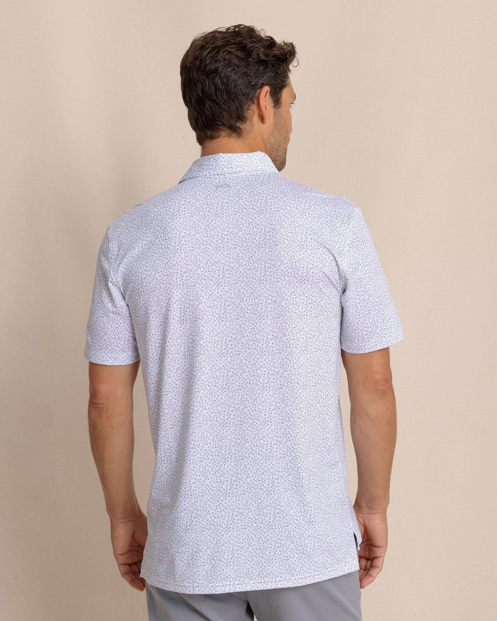 The back view of the Southern Tide Driver Gameplay Polo by Southern Tide - Classic White