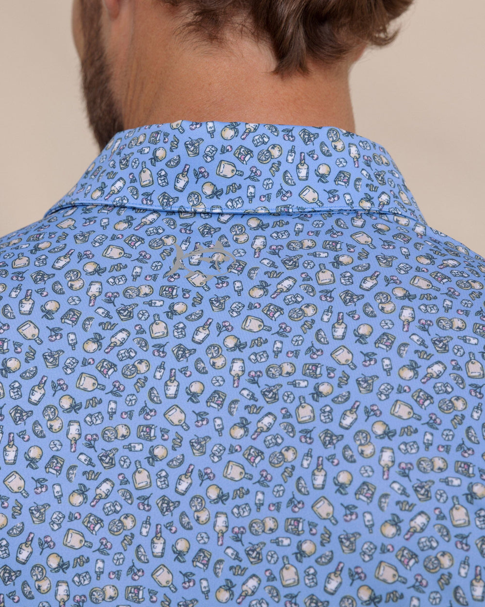 The detail view of the Southern Tide Driver I'll Have an Old Fashioned Printed Polo by Southern Tide - Ocean Channel