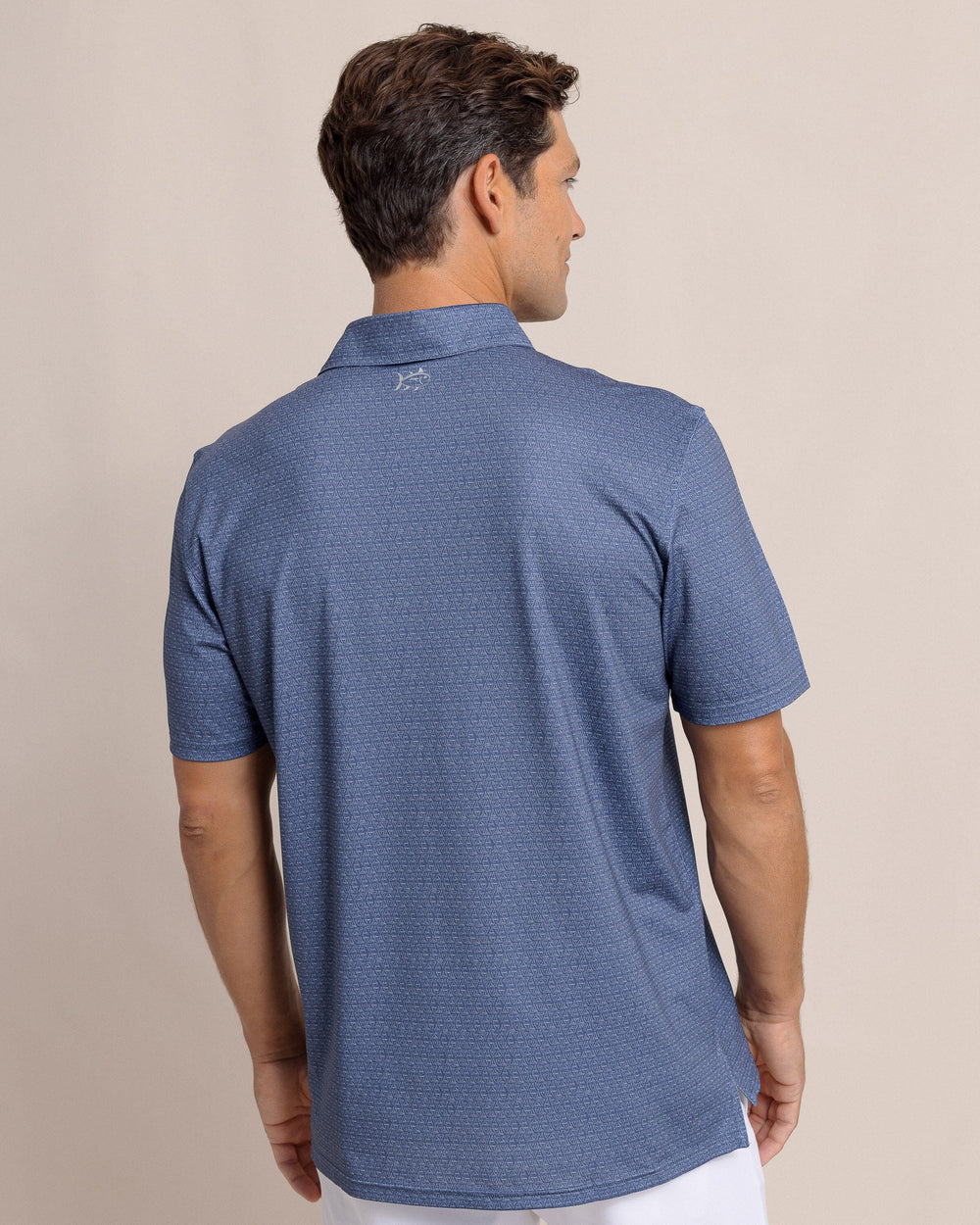 The back view of the Southern Tide Driver Jaw Breakers Polo by Southern Tide - Light Indigo