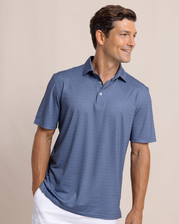 The front view of the Southern Tide Driver Jaw Breakers Polo by Southern Tide - Light Indigo