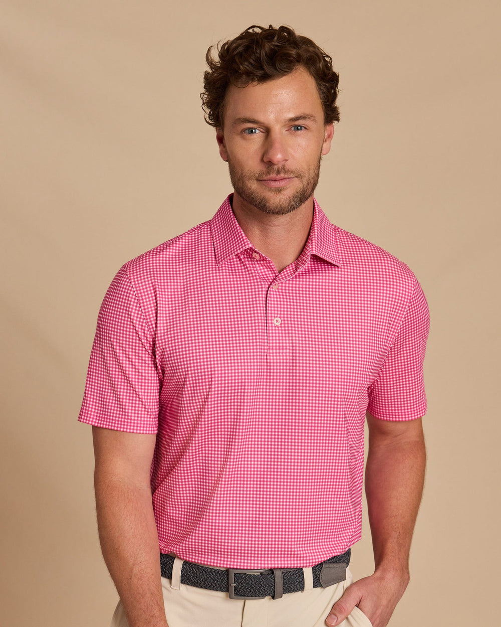 The front view of the Southern Tide Driver Myrtle Bay Printed Polo by Southern Tide - Boat Lily