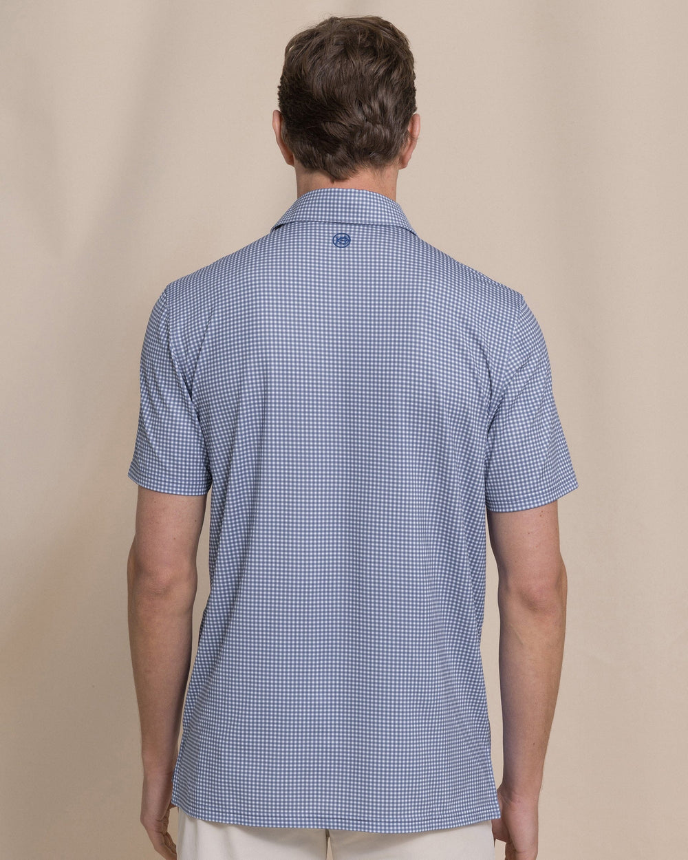 The back view of the Southern Tide Driver Myrtle Bay Printed Polo by Southern Tide - Nautical Blue