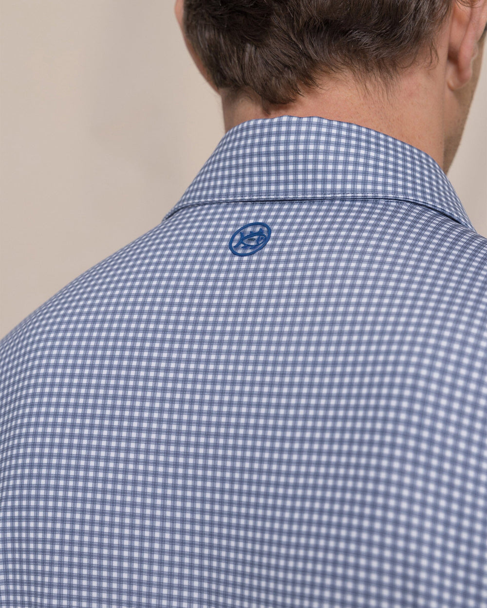 The detail view of the Southern Tide Driver Myrtle Bay Printed Polo by Southern Tide - Nautical Blue