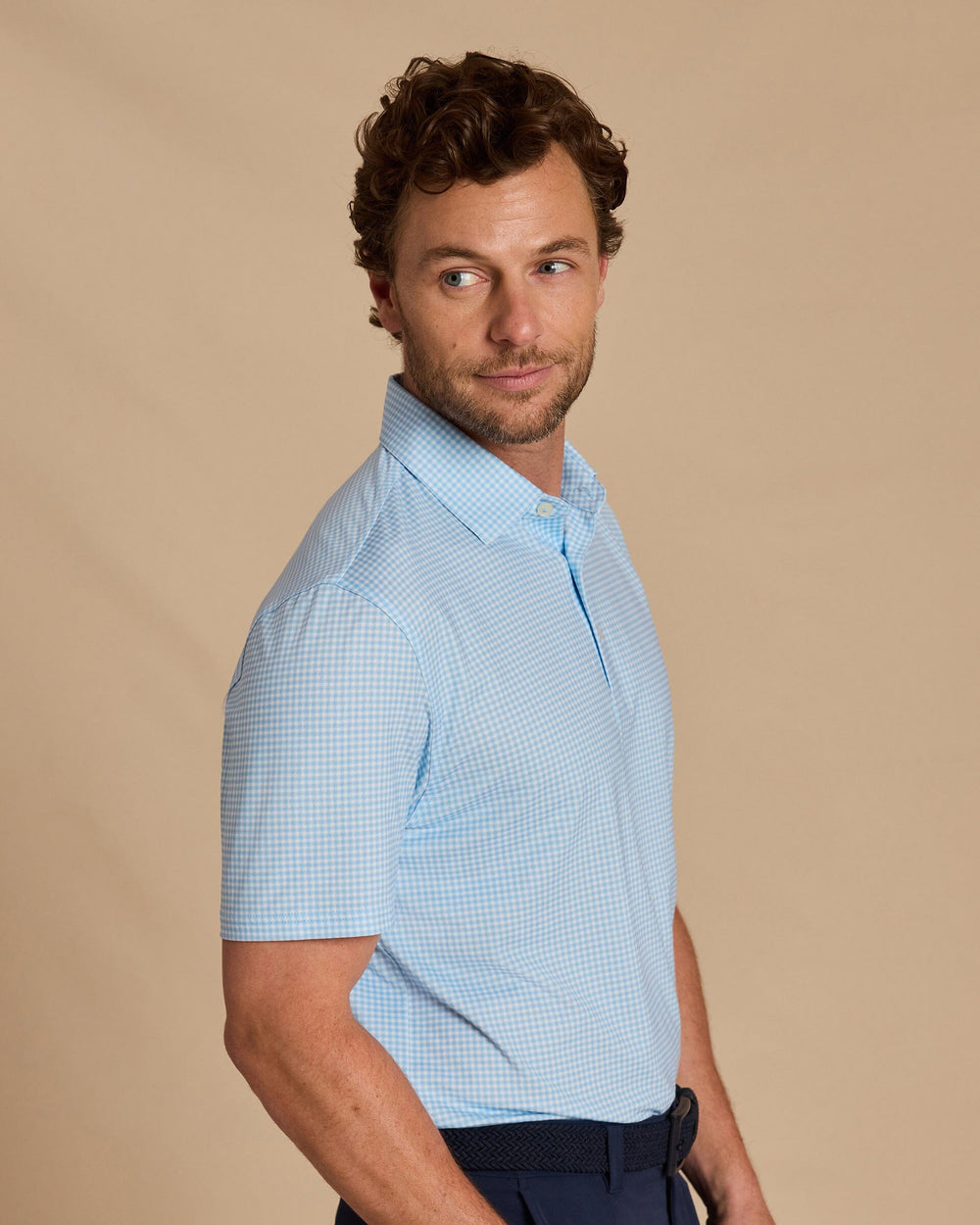 The side view of the Southern Tide Driver Myrtle Bay Printed Polo by Southern Tide - Ocean Channel