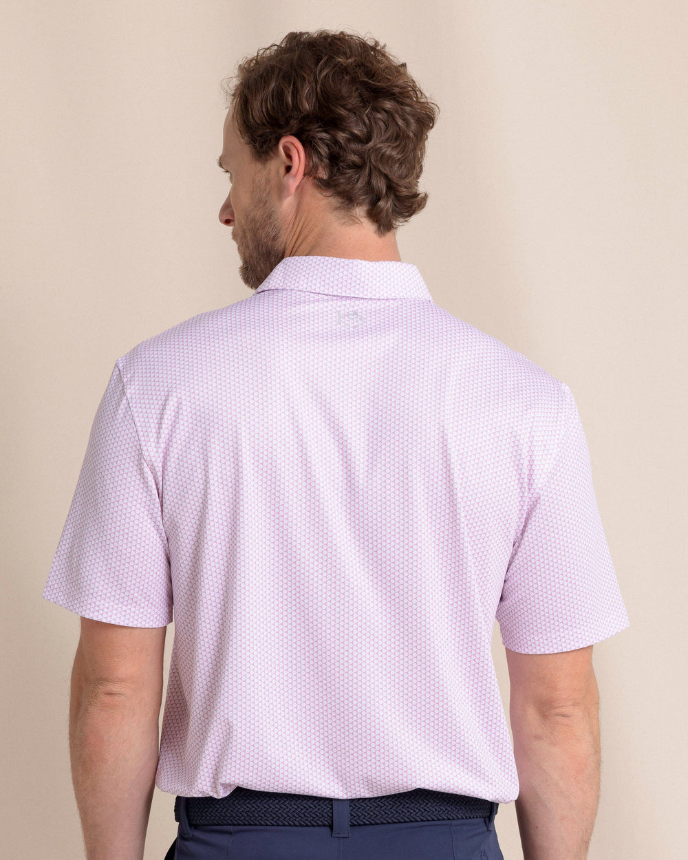 The back view of the Southern Tide Driver On The Ball Printed Polo by Southern Tide - Riviera Rose