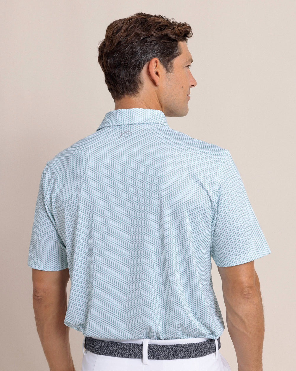 The back view of the Southern Tide Driver On The Ball Printed Polo by Southern Tide - Simply Green