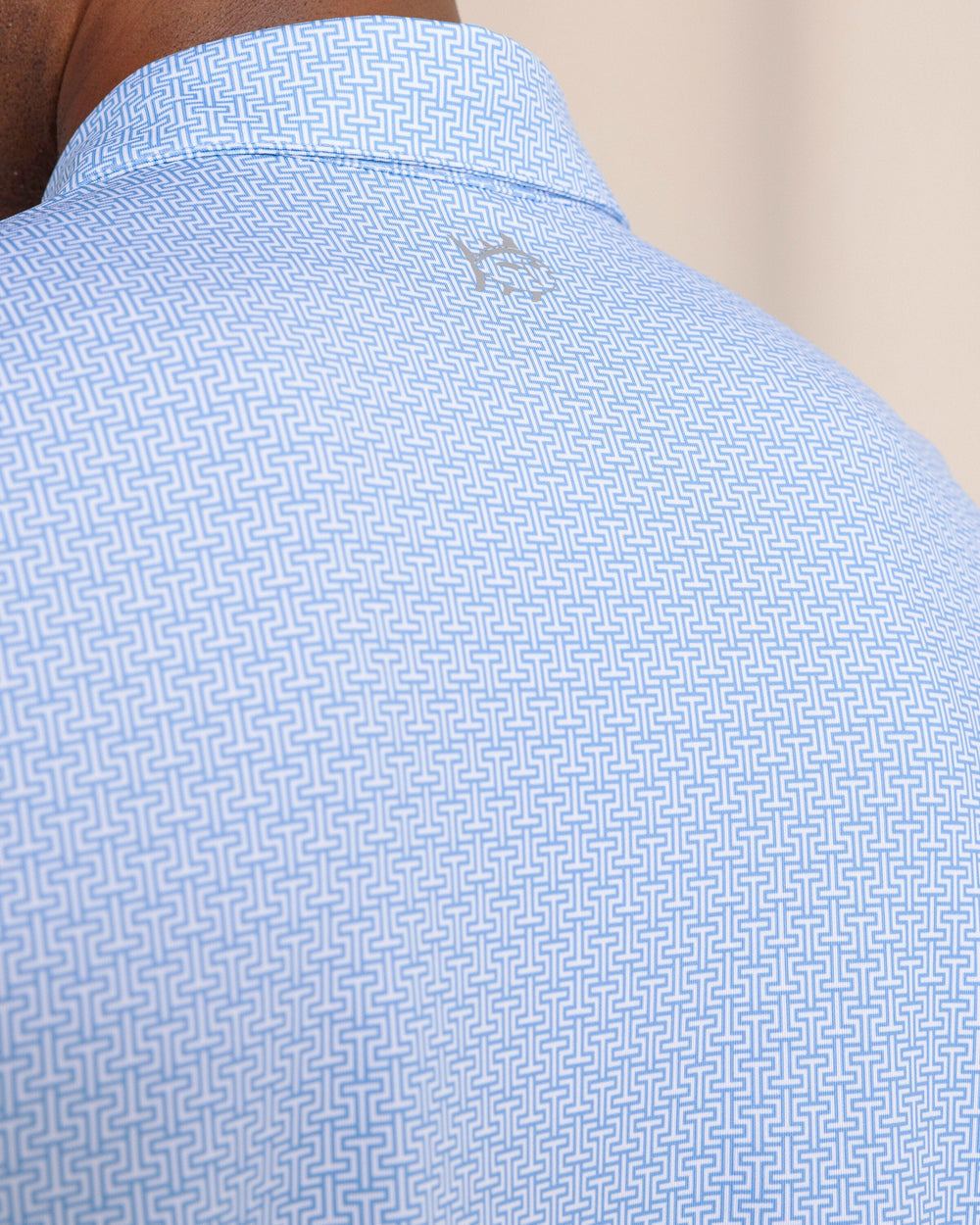 The back detail view of the Southern Tide Driver ST Geo Polo by Southern Tide - Boat Blue