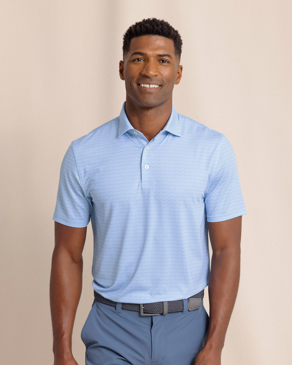 The front view of the Southern Tide Driver ST Geo Polo by Southern Tide - Boat Blue