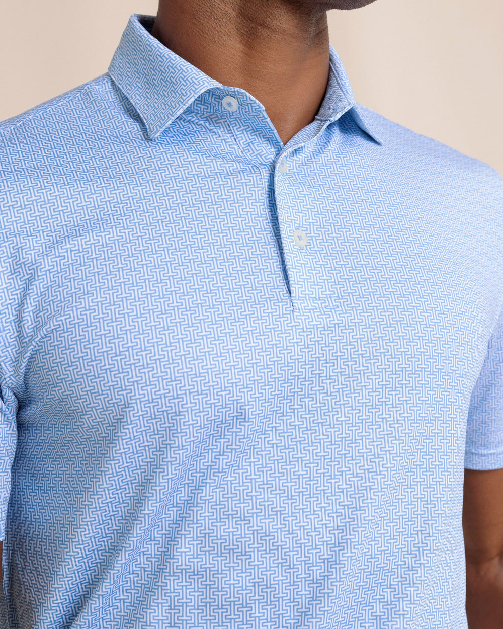 The front detail view of the Southern Tide Driver ST Geo Polo by Southern Tide - Boat Blue