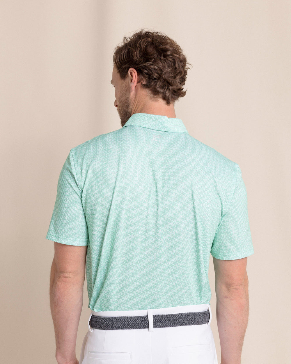 The back view of the Southern Tide Driver ST Geo Polo by Southern Tide - Jade Green