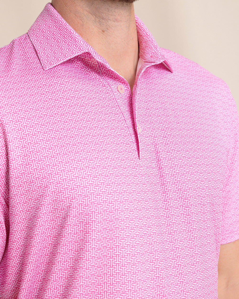 The front detail view of the Southern Tide Driver ST Geo Polo by Southern Tide - Very Berry