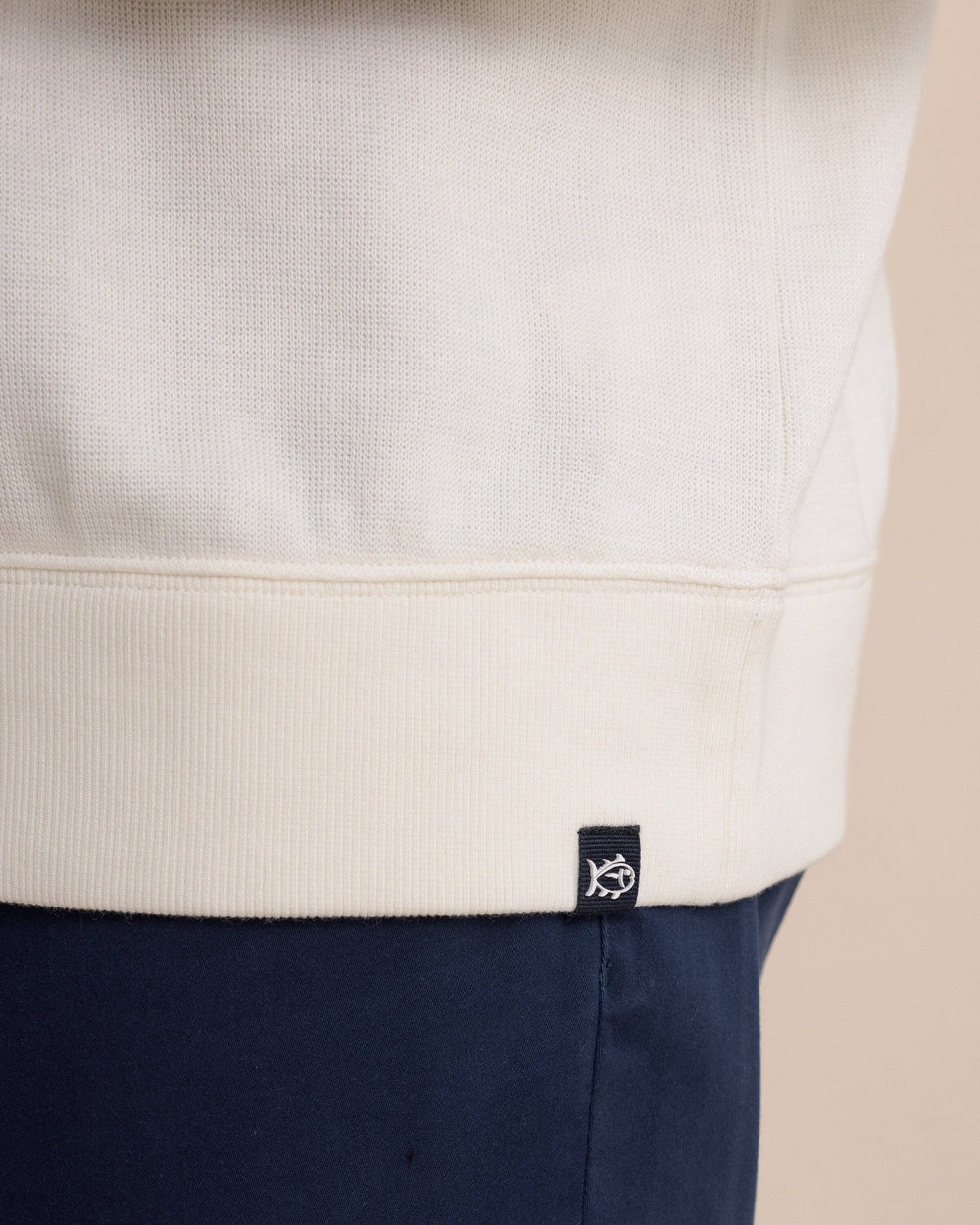 The detail view of the Southern Tide East Bay Crew by Southern Tide - Sand White