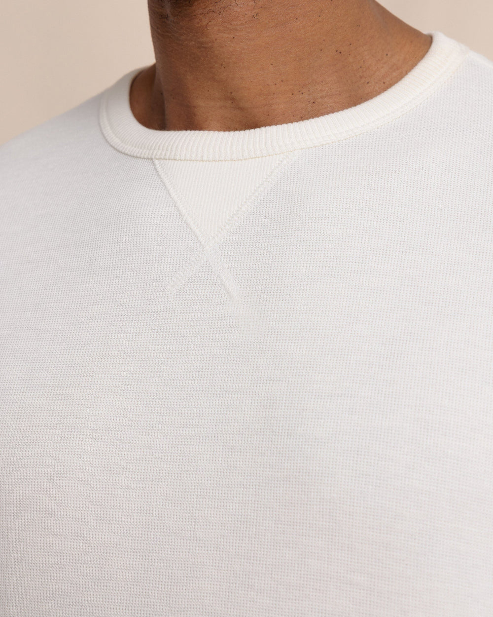 The detail view of the Southern Tide East Bay Crew by Southern Tide - Sand White