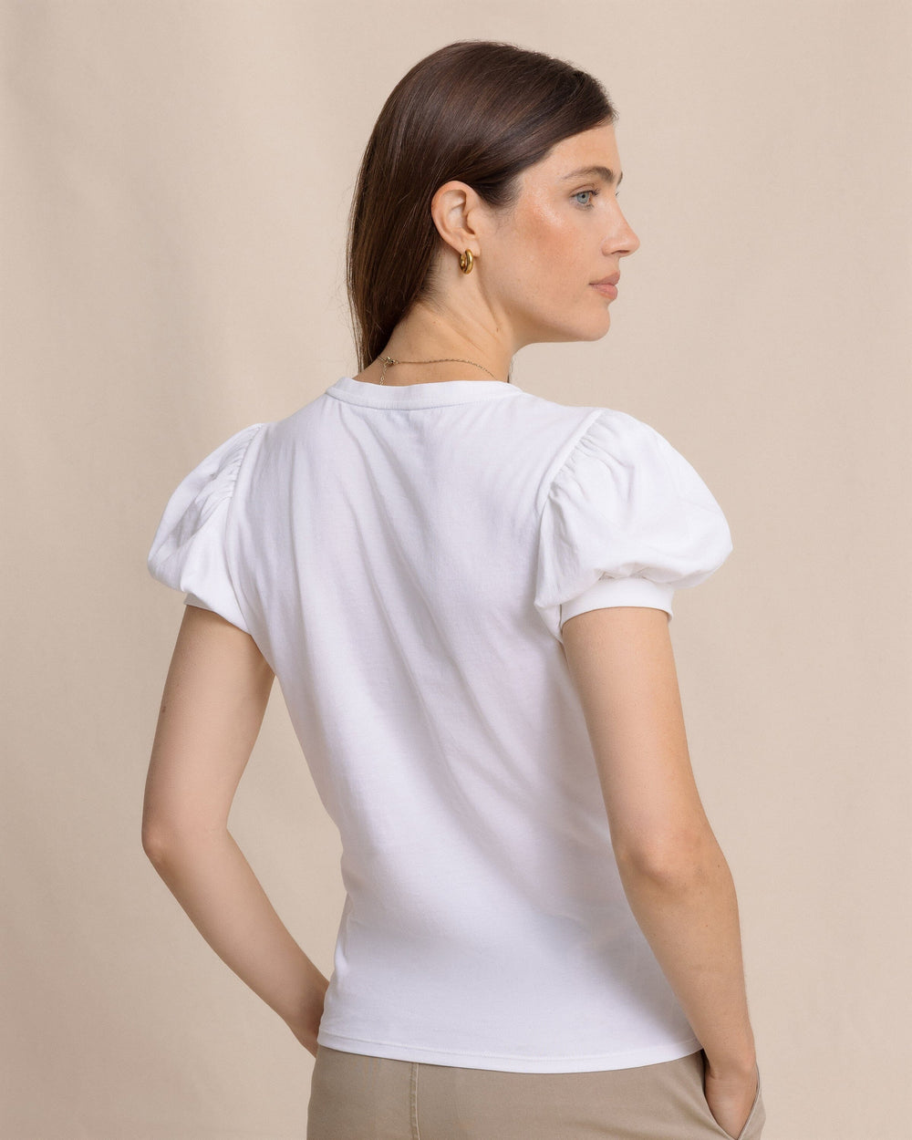 The back view of the Southern Tide Eileen Ruffle Tee by Southern Tide - Classic White