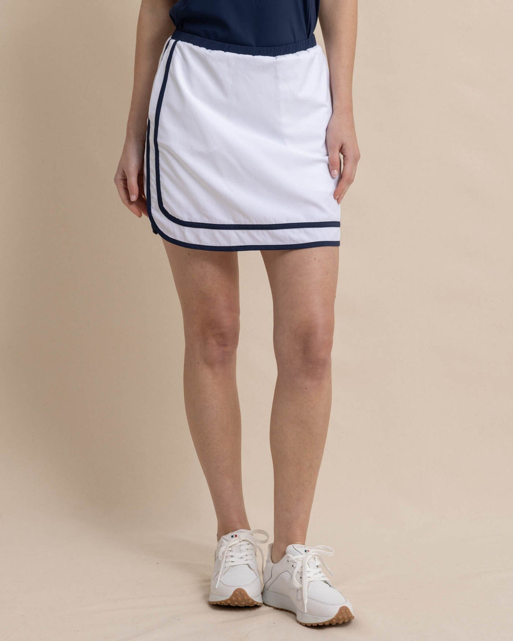 The front view of the Southern Tide Elaina Golf Skort by Southern Tide - Classic White